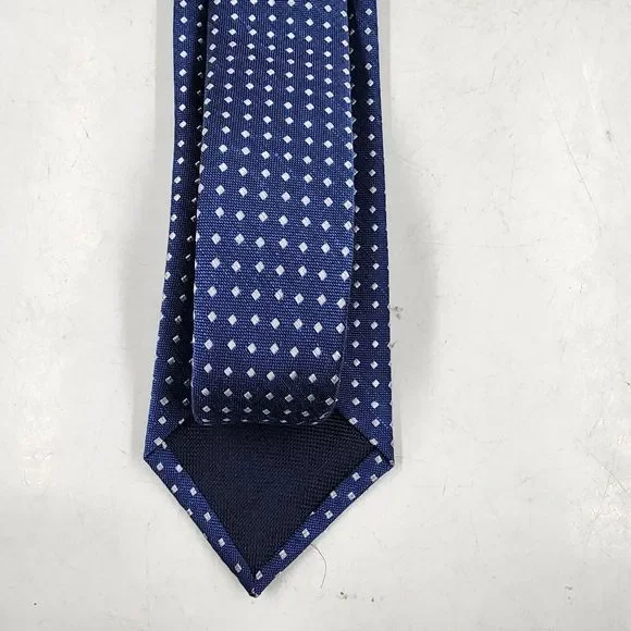 MICHAEL KORS Classic Simple Small Square Print Neck Tie Men's One Size Navy - Picture 9 of 13